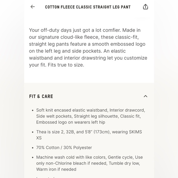 SKIMS Cotton Fleece Classic Straight Leg Pant in Halite - Picture 4 of 8